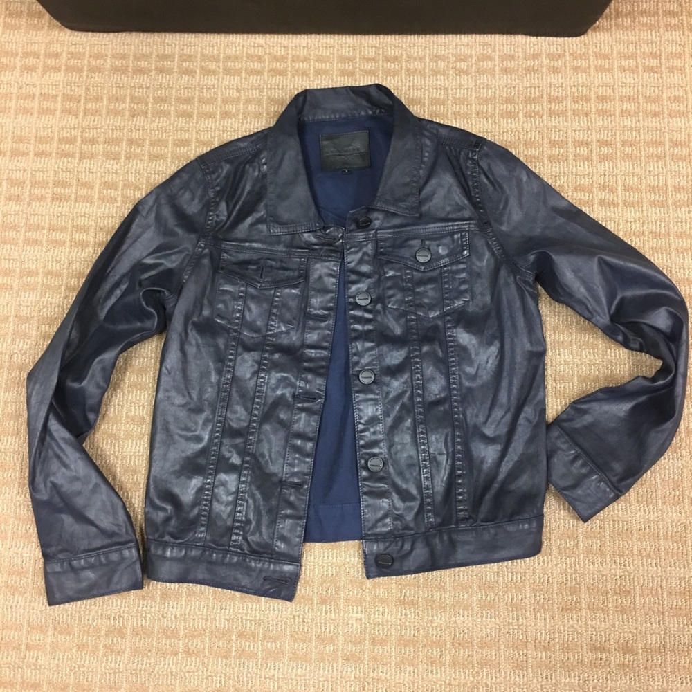 Greywire Navy Blue Coated Denim Jean Jacket Small